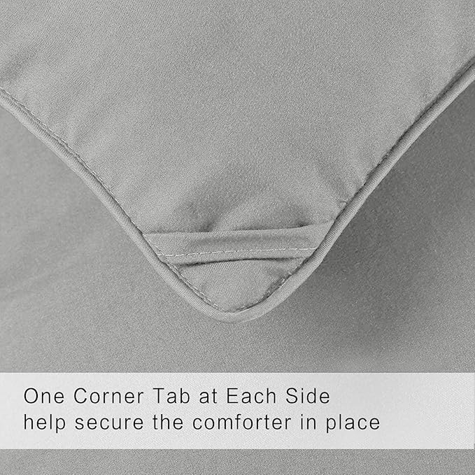 COHOME Premium Queen Size Comforter, All-Season Quilted Down Alternative Duvet Insert, Luxury Hotel GentleSoft Comforter with Anti-Clump Tech & 8 Tabs - Reversible - Light Grey 88 x88 inches