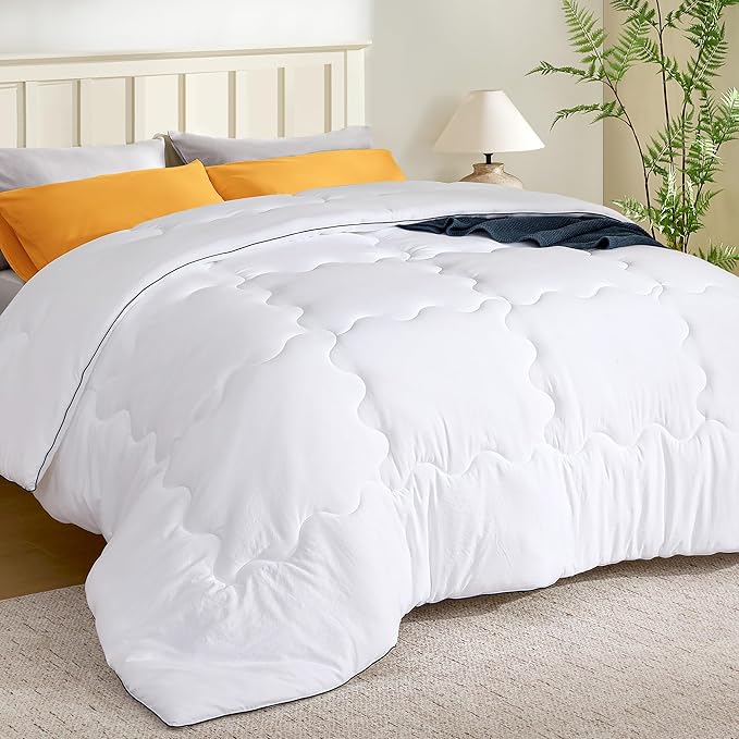 BEDLORE Twin Comforter Duvet Insert - All Season Down Alternative Quilted Bedding, Ultra Soft Lightweight with 4 Corner Tabs, Machine Washable Twin Size Bed Comforter, White 88 x 68 Inches