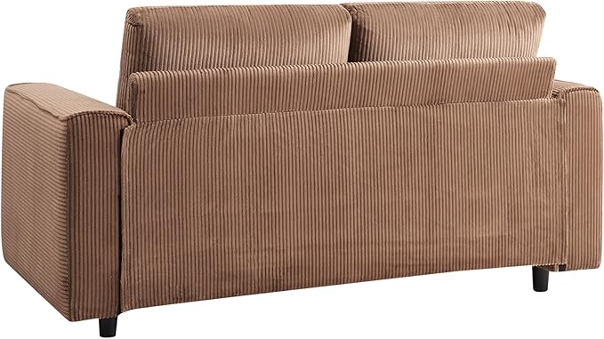 AC Pacific Derek 3 Piece Modern Corduroy Couches for Living Room, Tufted Sofas with Plush Upholstery, High-Density Foam, Sleek Black Legs, Durable Wooden Frame, Sofa, Loveseat and Chair Set, Brown