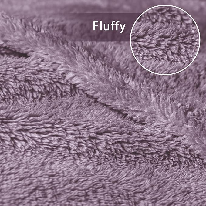 Exclusivo Mezcla Queen Size Blanket for Bed, Super Soft Velvet Plush Fleece Blankets, Fuzzy Cozy and Warm for Winter, 90x90 Inches, Grayish Purple