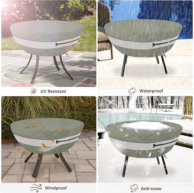 Round Patio Table Cover,Suitable for 36 Inch Diameter Patio Round Table,Waterproof Heavy Duty Round Outdoor Coffee Table Cover,Grey Green - Image 5