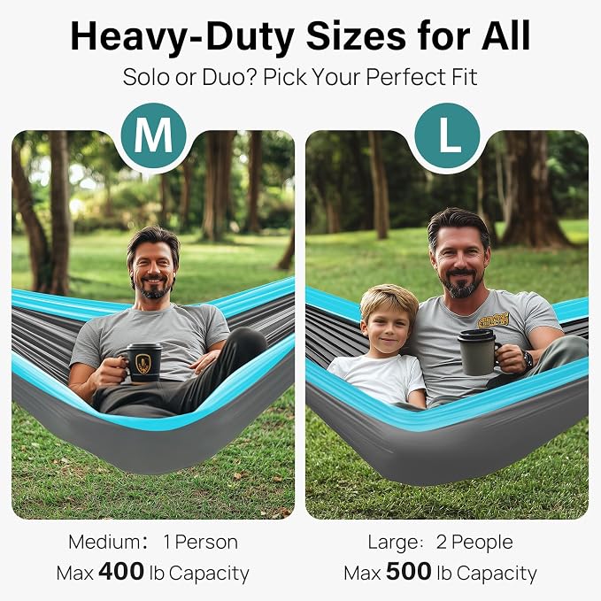 Kootek Camping Hammock, Portable Hammocks with Tree Straps & Attached Carry Bag, Camping Essentials Gear, Perfect for Outside Indoor Hiking Beach Backpack Travel - Image 2