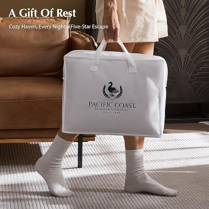 Pacific Coast Goose Feather Down Fiber Comforters King Size, Heavyweight Thickened Winter Duvet Insert, Ultra-Soft, Fluffy, Breathable, Hotel Luxury Bedding Comforters, 8 Tabs, 106"x90"