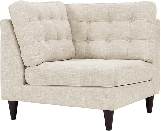 Modway Empress Upholstered Fabric Corner Sofa Beige