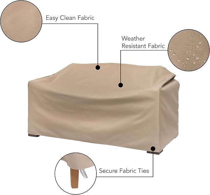 Modern Leisure Basics Patio Loveseat Cover, 55"L x 33"W x 38"H, Khaki - Image 3