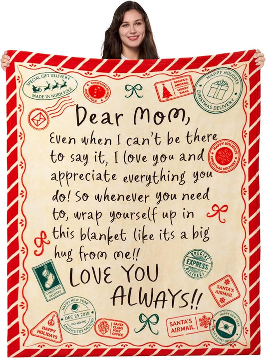 Joiedomi Mothers Day Blanket Gifts for Mom Birthday Gifts Soft Flannel Blanket for Mom Grandma from Daughter Son 50" x 60" Red