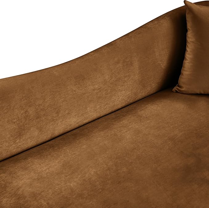 Meridian Furniture 44052Saddle-S Destin Collection Modern | Contemporary Sofa with Ultra Luxe Saddle 460 GSM Velvet, Rich Curves, 91" W x 34.5" D x 31" H, Saddle