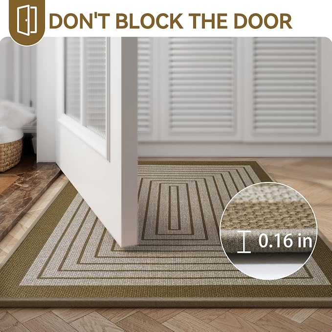 Front Door Mat 31''x47'', Absorbent Dirt Resist Washable Non Slip Low-Profile Indoor Doormat, Easy Clean Entryway Welcome Door Mats, Brown - Image 6