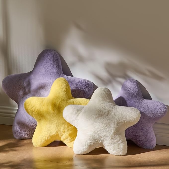 Set of 2 Throw Pillows Star Pillow Couch Pillows Decorative Pillows Bed Pillows Cute Pillows,Yellow 19"