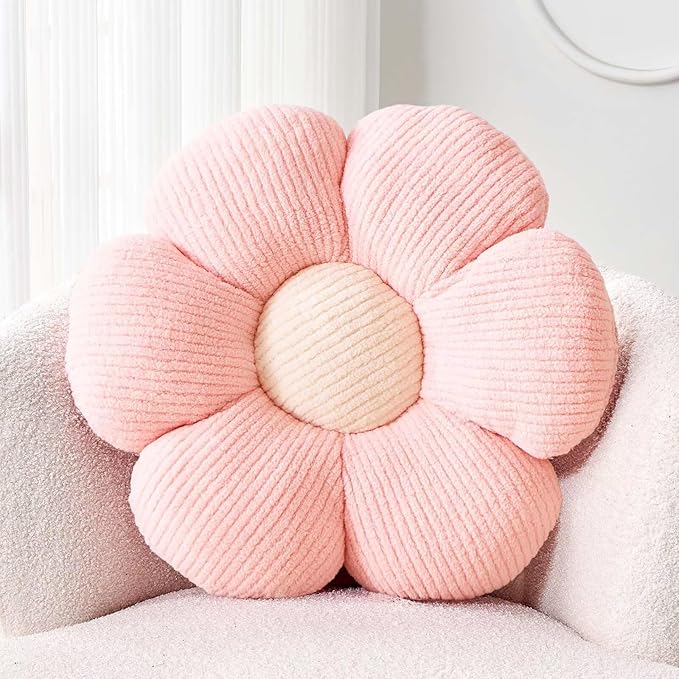 Kcvvcr Flower Throw Pillow, Soft Light Pink 17.7" Shaped Floor Pillow for Home Decor, Cute Aesthetic Plush Decorative Pillows for Bed, Sofa, Couch