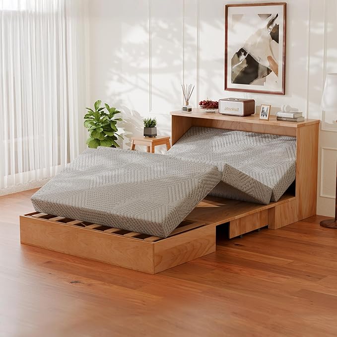 MLILY Tri-Fold Memory Foam Mattress, 6 inch Twin Folding Mattress with Collapsible and Washable Cover, Travel and Guest Mat, 78"×38"×6", Grey