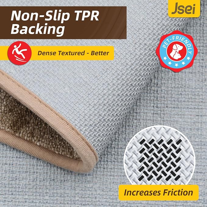 JSEI Dirt Trapper Door Mat 36"x60", Non-Slip Doormats Washable Entryway Mat, Welcome Floor Mat Absorbent Low Profile Dog Door Mats for Front Back Door, Wet Shoes & Paws, Beige - Image 5