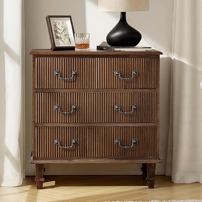 HULALA HOME French Country End Table, 30 inches Paulownia Wood End Table with Charging Station (Walnut) by HULALAHOME