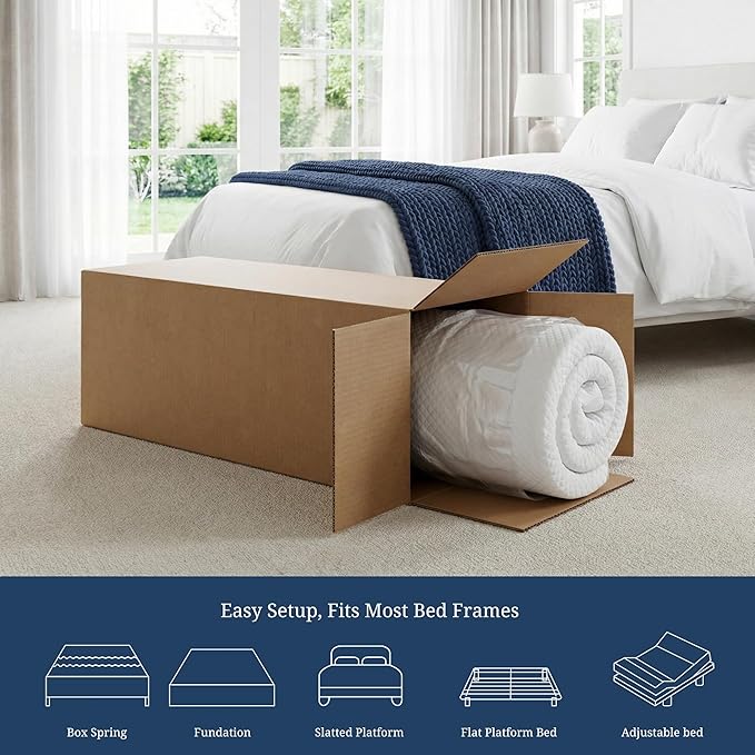 IULULU King Size Memory Foam Mattress, 8 Inch King Bed Mattress in a Box, Mattresses with Cooling Green Tea Gel, Relieve Pressure with Medium Support, CertiPUR-US Certified, White