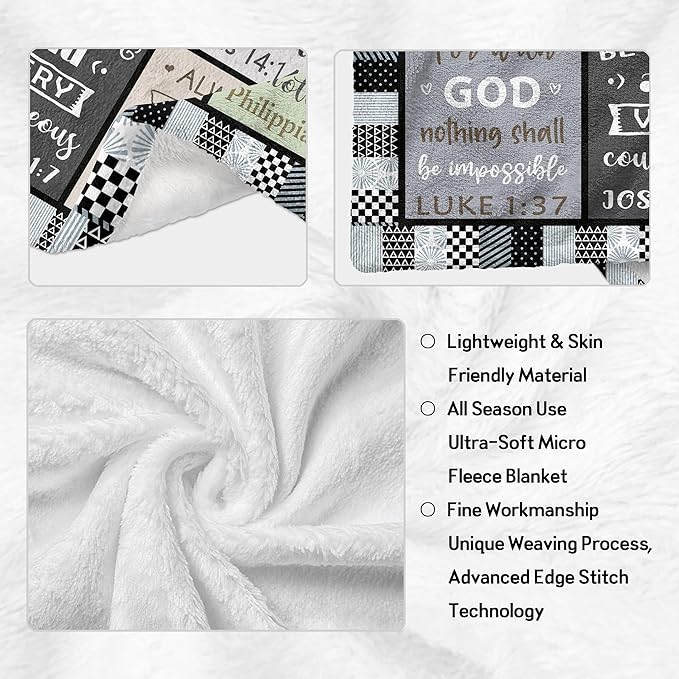 CUJUYO Christian Gifts for Men Women Blanket 80"x60" - Inspirational Religious Birthday Gifts - Baptism Confirmation Gift for Boys Girls - Catholic Spiritual Gift for Men Women