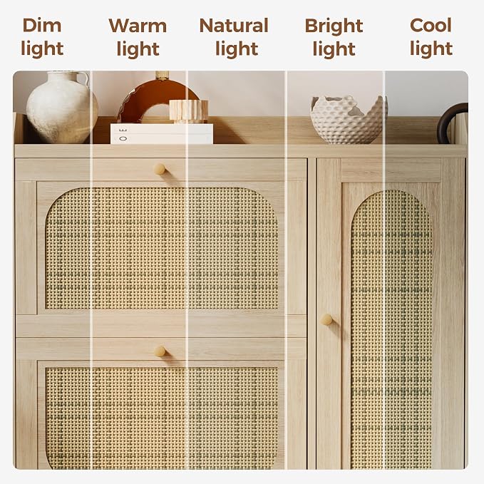 Mericonia Shoe Cabinet Storage for Entryway with 2 Flip Drawers(3-Tier), Rattan Freestanding with Door & 3 Adjustable Shelve,Hidden Shoe Rack Organizer for Hallway, Foyer - Image 7