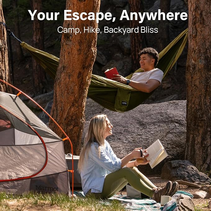 Kootek Camping Hammock, Portable Hammocks with Tree Straps & Attached Carry Bag, Camping Essentials Gear, Perfect for Outside Indoor Hiking Beach Backpack Travel - Image 7