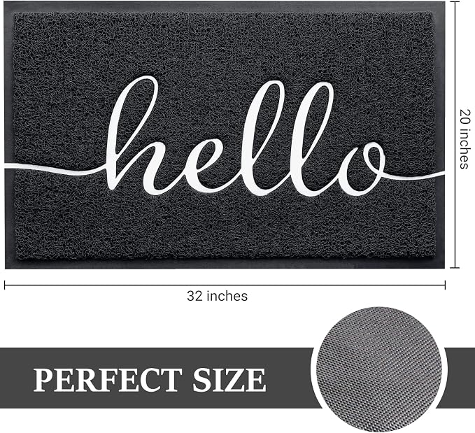 BeneathYourFeet Door Mat (32"x20",Black), Welcome Mat Low Profile Front Doormat Indoor Outdoor Door Non Slip Rugs for Entryway, Patio, High Traffic Areas - Image 3