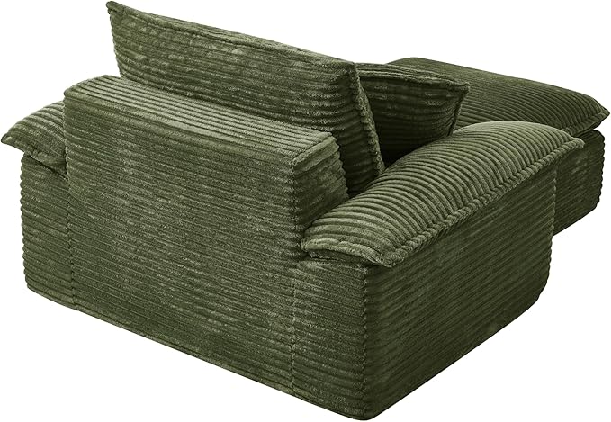 Comfy Boneless Cloud Sofa Chaise Oversized Fluffy Corduroy Upholstered Chaise Lounge for Living Room Bedroom, Modular Compressed Foam Cloud Daybed, Single Seat Sofa