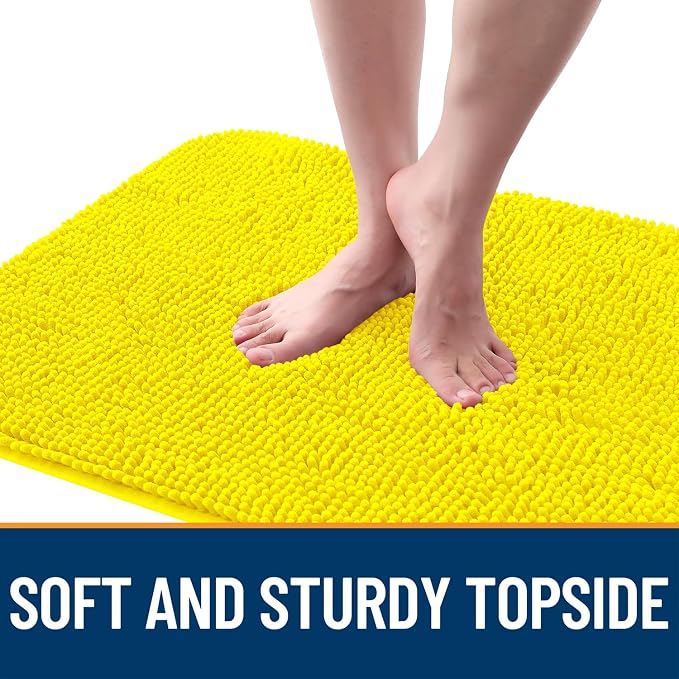 OLANLY Dog Door Mat for Muddy Paws 36x24, Absorbs Moisture and Dirt, Absorbent Non-Slip Washable Doormat, Quick Dry Chenille Mud Mat, Entry Indoor Entryway Carpet for Inside Floor, Lemon Yellow - Image 4