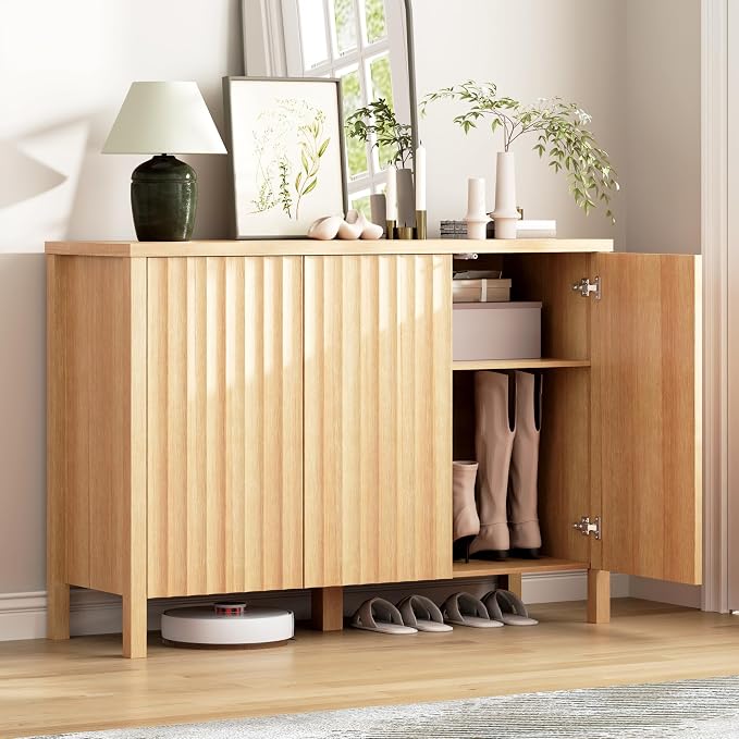 Vlsrka Shoe Cabinet with 3 Doors, Narrow Wooden Shoe Cabinet, Hidden Shoe Storage for Entryway, Foyer, Hallway (Brown D) by VlsrkaFurniture