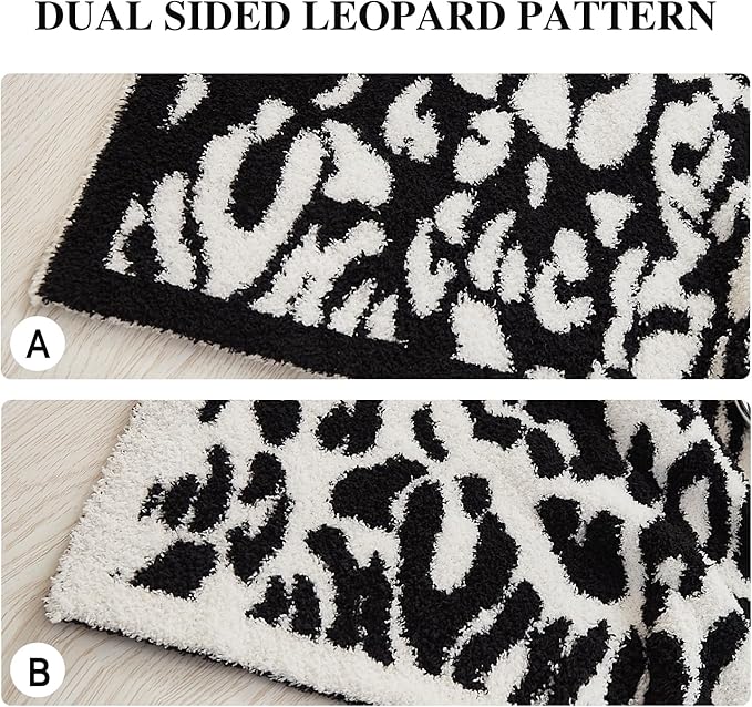 MH MYLUNE HOME Ultra Soft Leopard Throw Blanket (71x78 inches) Microfiber Blanket Plush Warm Reversible Cheetah Blanket Leopard Pattern Throw for Couch Bed Sofa, Black and White, 71"x78"