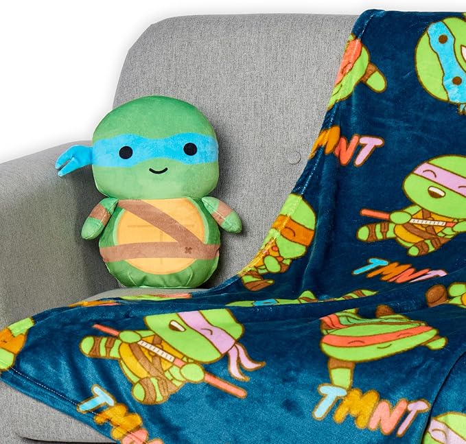 Northwest Nickelodeon Teenage Mutant Ninja Turtles, Cute Leo, Silk Touch Throw and Hugger Set, 50 x 60 Inches