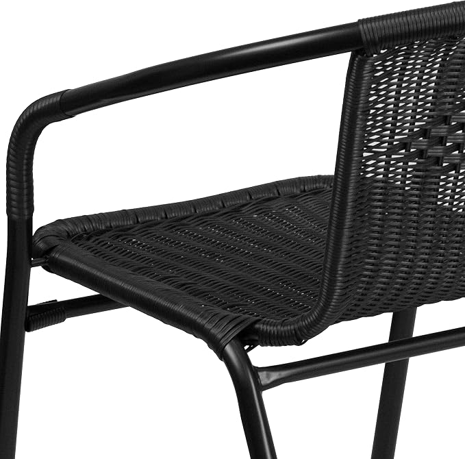 Flash Furniture Lila Modern Rattan Indoor/Outdoor Stackable Dining Chairs, Stacking Rattan Bistro Chairs for Patio or Restaurant, Set of 4, Black - Image 13