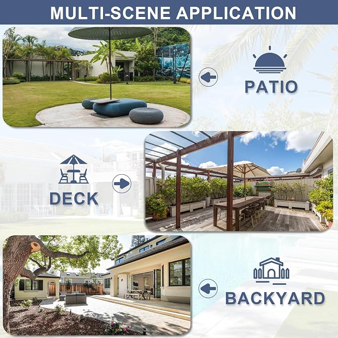 ALAULM 10 Piece Patio Dining Set All-Weather Wicker Outdoor Patio Furniture Set w/Tempered Glass Tabletop, Removable Cushions and Umbrella Hole for Patio, Backyard, Garden, Poolside (Grey) - Image 7