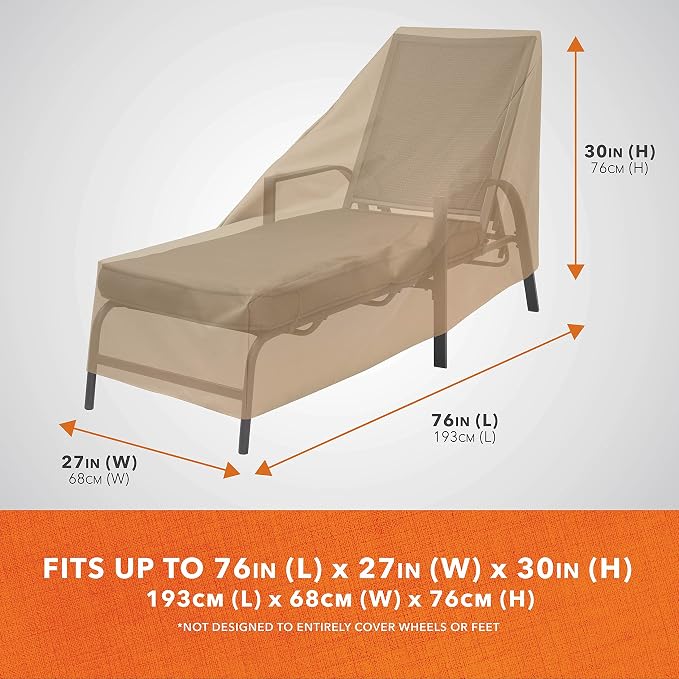 MODERN LEISURE Basics Patio Chaise Lounge Chair Cover - Weather-Resistant Fabric - Furniture Protection Perfect for Patio, Deck, and Porch - 76" L x 27" W x 30" H - Khaki - 4-Pack - 2023 Model - Image 2