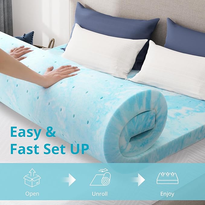 CH Charme House Mattress Topper 3 Inch King Size, Gel Infused Memory Foam Bed Topper for Back Pain Relief, Cooling Mattress Pad, CertiPUR-US Certified, 80×76"