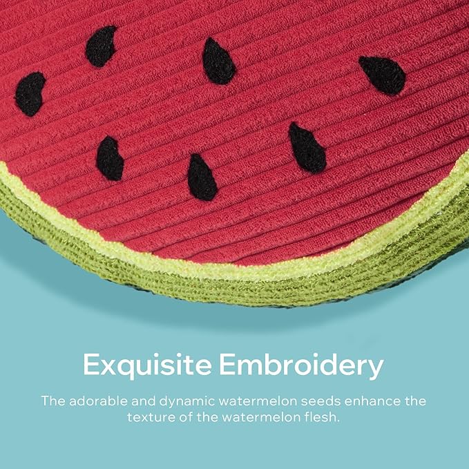 Phantoscope Fruit Shaped Pillows Series Watermelon Shaped Throw Pillow, Fun Home Decor of Fruit Themed Shaped Cushions, Decorative Shaped Pillow for Couch Bed and Chair, Red and Green, 18 x10 inches