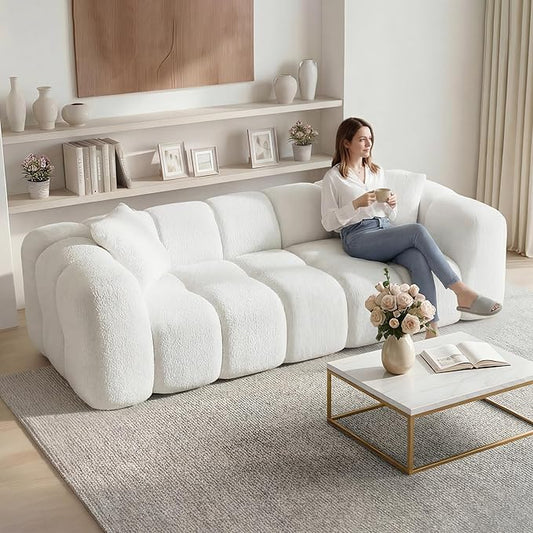 84" Boneless Couch No Assembly Required Loveseat Sofa Modern Deep Seat Cloud Couch Modern Compressed Sofa Oversized Upholstered 3-Seater for Living Room Bedroom