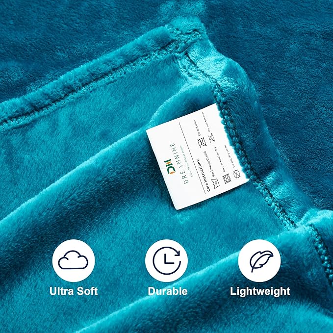 DREAMNINE Soft Cozy Plush Fleece Throw Blanket 50" x 60", Solid Shag Minky Lightweight Lap Fuzzy Flannel Blanket for Bedroom, Luxury Washable Warm Velvet Blankets for Couch Sofa Pet, Breathable, Teal