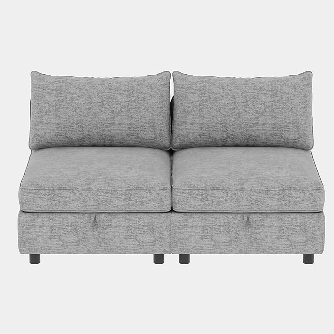 Loveseat Modular Storage Sectional Sofa Customizable Seating Group Sofa&Couch Convertible Lounge Sleeper Chaise Daybed with Movable Seat and Ottomans, Chenille Upholstered Sofa Couch for Living Room
