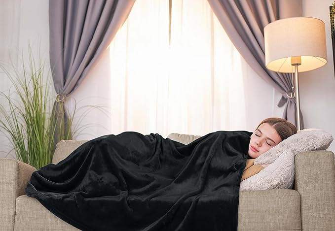 Utopia Bedding Fleece Blanket Throw XL Size Black (50x70 Inches) Ultra Soft Warm Lightweight Anti-Static Cozy Blanket for Bed, Couch, Sofa and Chair, All-Season Home Decor Gift for Men & Women