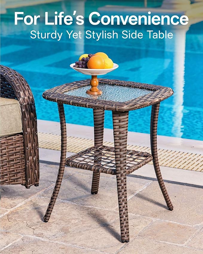 Patio Furniture Set with 6-Inch Thick Cushions, High Back Outdoor Swivel Rocker Chairs and Patio Couch, 10-Piece Easy Assembly Conversation Set for Porch Deck Pool Yard in Beige