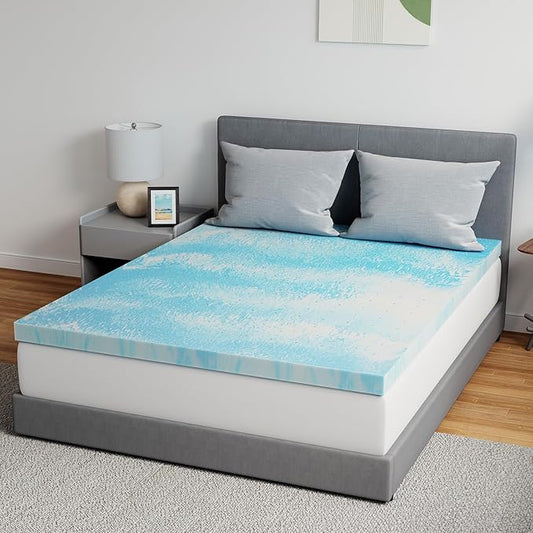 Novilla Memory Foam Mattress Topper Queen - 3 Inch Cooling Gel Infused Memory Foam | Slow-Rebound Pressure Relief | CertiPUR Certified | Comfort for Sleeper Sofa, RV, Camper, Dorm Room