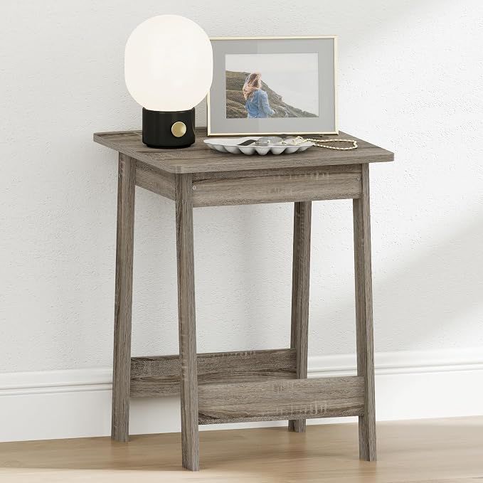 Furinno Beginning Night Stand, Square Nightstand, Wood Bedside Table with H-Legs, Side Table, End Table, Easy Assembly, for Bedroom, Closet, Dorm, French Oak - Image 3