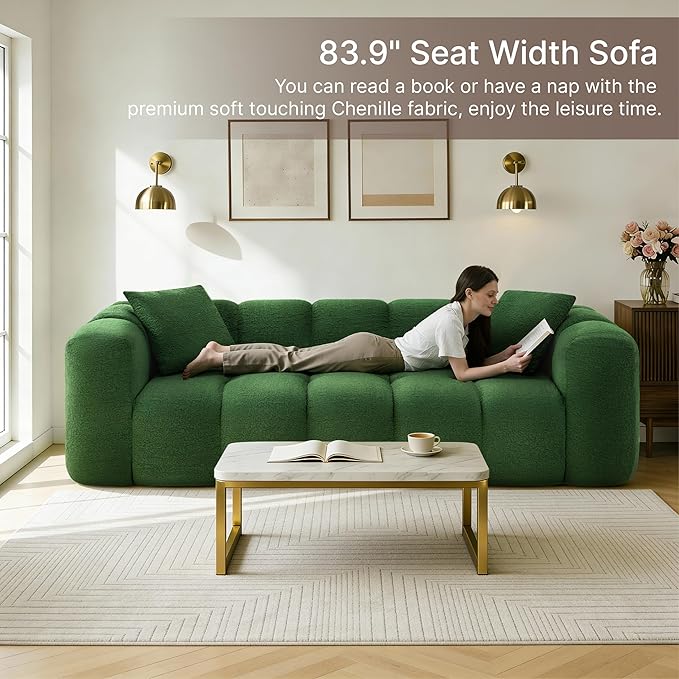 84" Boneless Couch No Assembly Required Loveseat Sofa Modern Deep Seat Cloud Couch Modern Compressed Sofa Oversized Upholstered 3-Seater for Living Room Bedroom