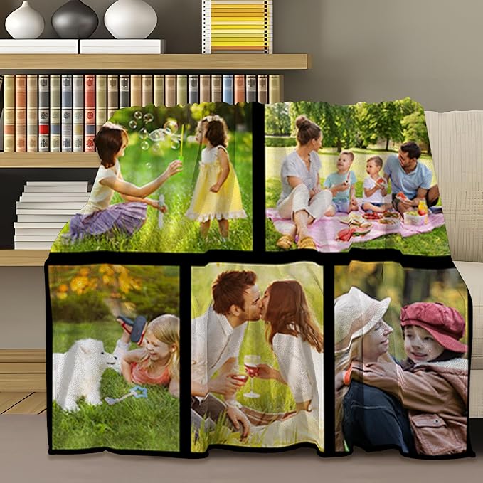 Personalized Blanket with Picture Collage, Customized Throw Blankets, Birthday Anniversary Wedding Christmas Personalized Couples Gifts for Boyfriend Girlfriend Wife Husband Photos Blanket