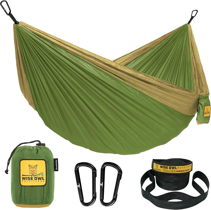 Wise Owl Outfitters Camping Hammock – 500lbs Portable Hammock with Tree Straps - Travel, Backpacking, Hiking, Outdoors Camping Gear - Single or Double by WiseOwlOutfitters