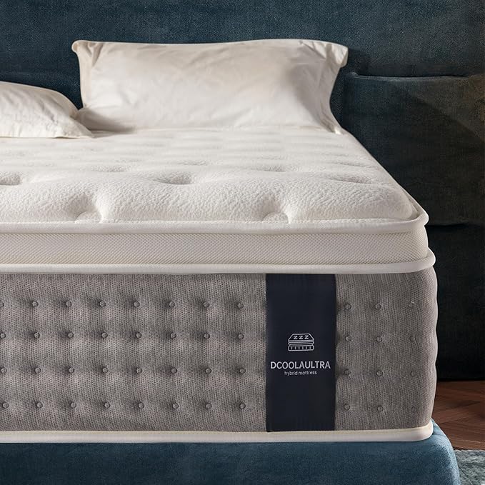 DCOOLAULTRA 12 Inch Full Size Mattress, Medium Firm Hybrid with Memory Foam & Individually Wrapped Coils, CertiPUR-US Certified, Fiberglass-Free Design
