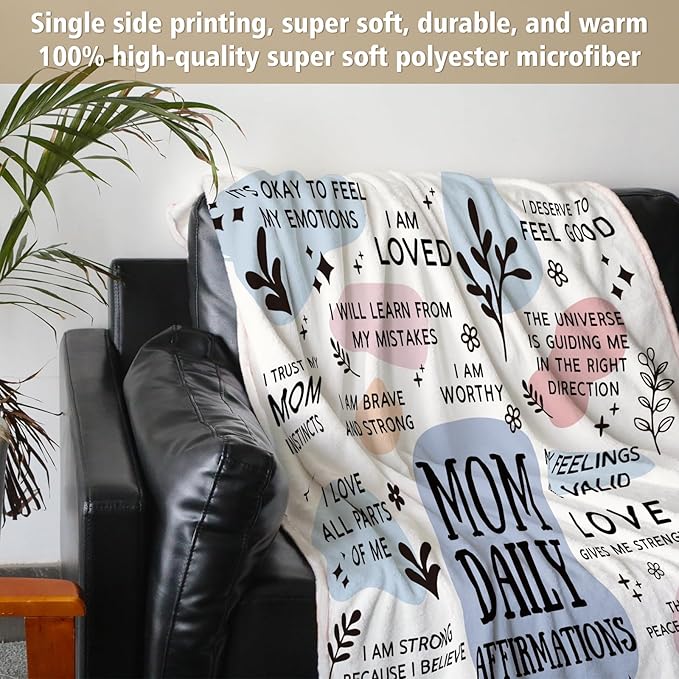 BaubleDazz First Mothers Day New Mom Gifts Blanket, Mama Daily Affirmations, Postpartum Pregnancy Gift for First Time Moms, Mommy to Be, Mama, New Mom Essentials, Birthday Gifts for Moms(50" x 60")