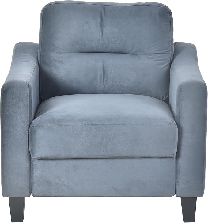 Upholstered Single Sofa Chair,Mordern Armchair with Wooden Legs for Living Room,Bedroom and Office,Blue Grey
