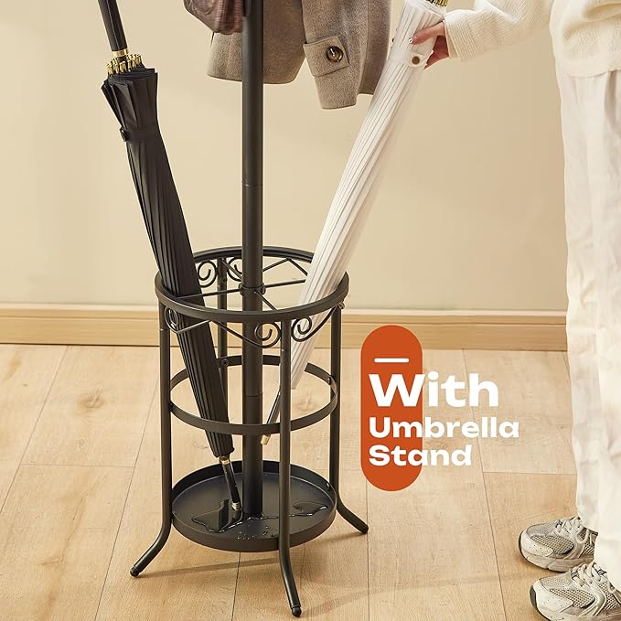GHWIE Freestanding Coat Rack Stand with Umbrella Holder and Hat Hanger Organizer Rack - Image 3