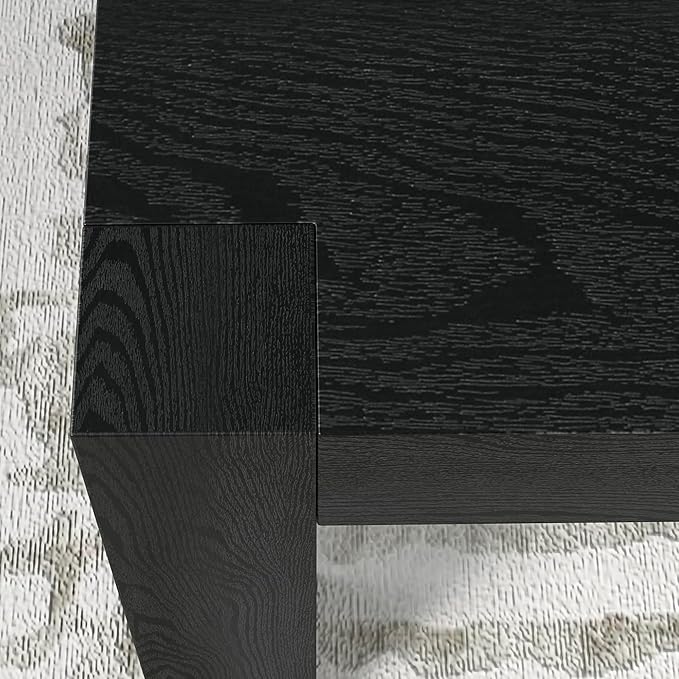 Henn&Hart 34" Square Coffee Table with Wood Top for Living Room, Family Room, Office, or Apartment, Natural Black