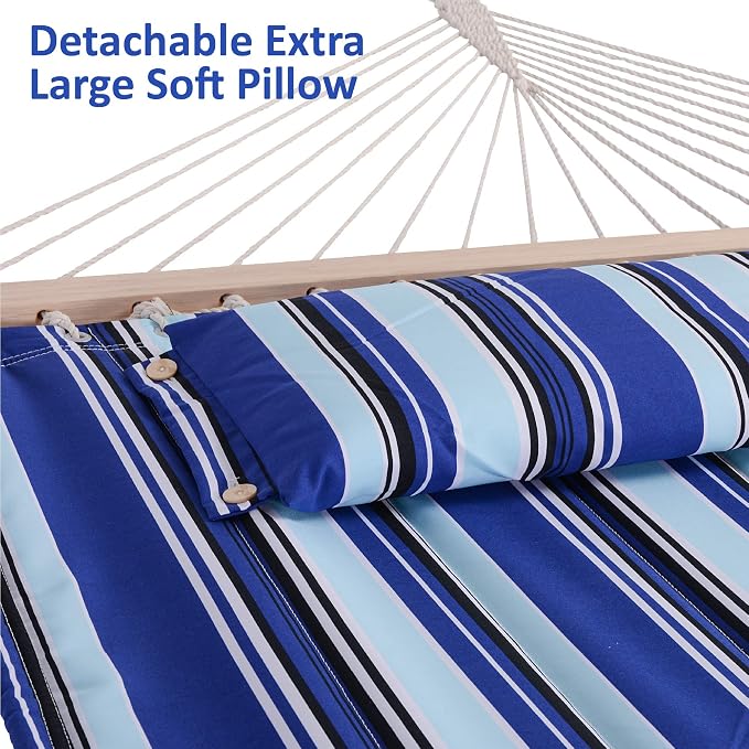 SUNCREAT Two Person Hammock with Stand Heavy Duty, Free Standing Hammocks Outdoors for 2 Person, Max 475lbs Capacity, Blue Stripes - Image 5