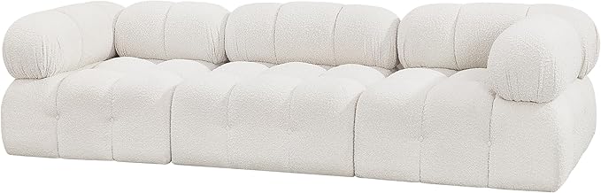 Meridian Furniture 611Cream-S102A Ames Collection Modern | Contemporary Modular Sofa with Rich Cream Boucle Fabric, Modular to Create Infinite Configurations, 102" W x 34" D x 28" H, Cream