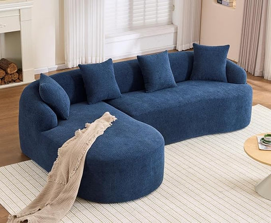 KEIKI L-Shaped Chenille Modular Sectional Couches with Chaise Lounge & 4 Pillows, 3 Seater Oversized Upholstered Luxury Plush Cloud Sofa for Living Room Apartment, Full Sponge Compression
